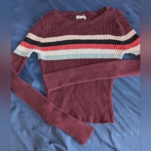 Aeropostale, Long Sleeve, Chest Stripes, By The Time Sweater - Ladies Jr Size Sm